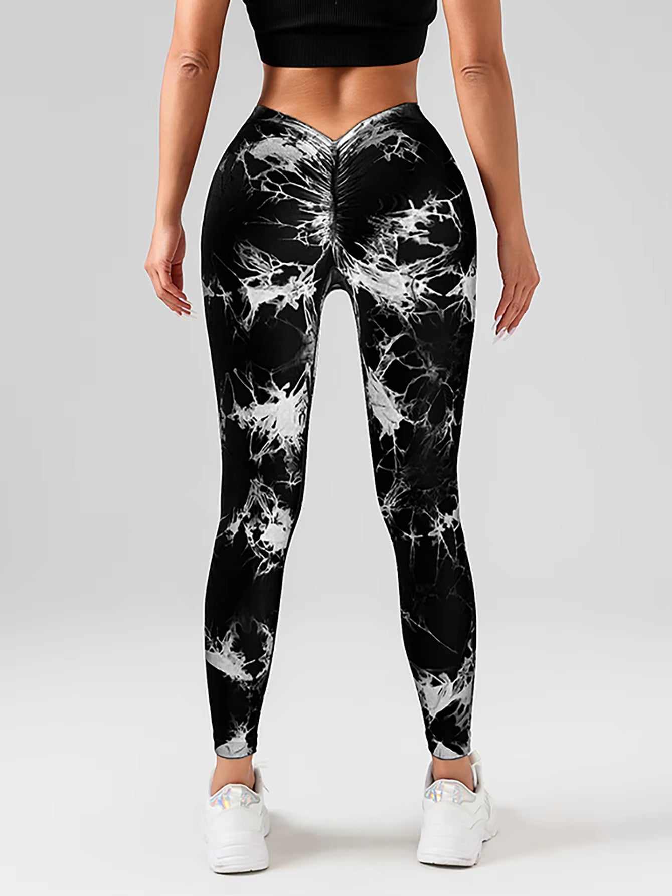 US Local Women‘S Spandex Tie Dye Scrunch Butt Lifting V Back Leggings Buttery Soft High Waist Booty Yoga Pants