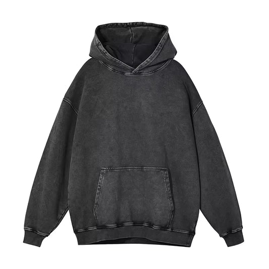 Colorful Retro Hoodie Hip Hop Vintage Washed Hooded Sweatshirts Oversized Pullover Harajuku Custom Hoodies Men Women 100% Cotton