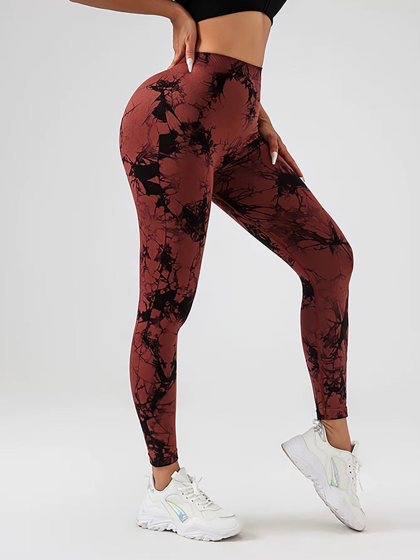 US Local Women‘S Spandex Tie Dye Scrunch Butt Lifting V Back Leggings Buttery Soft High Waist Booty Yoga Pants