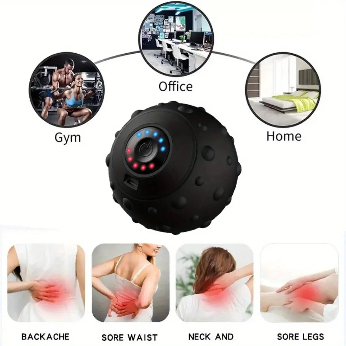 Sports Massage Ball Shoulder and Neck Body Muscle Relaxation Sole Back Foot Massage Rechargeable Fascia Ball Electric Yoga Ball