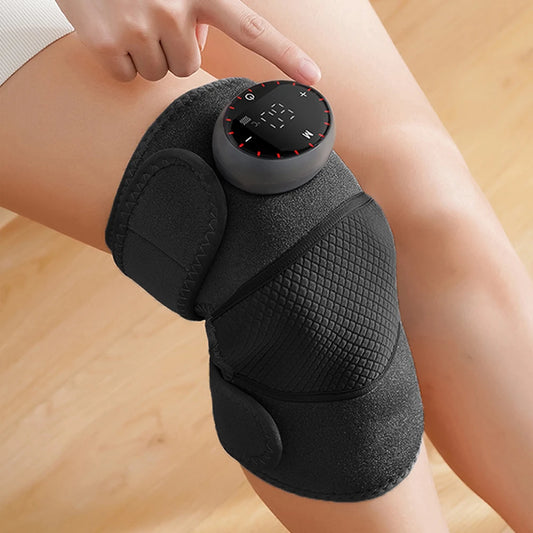 New 3In1 Electric Heated Knee Massager Shoulder Brace 5 Levels Vibration Massage Black Support Strap Warm Compress Joint Protect