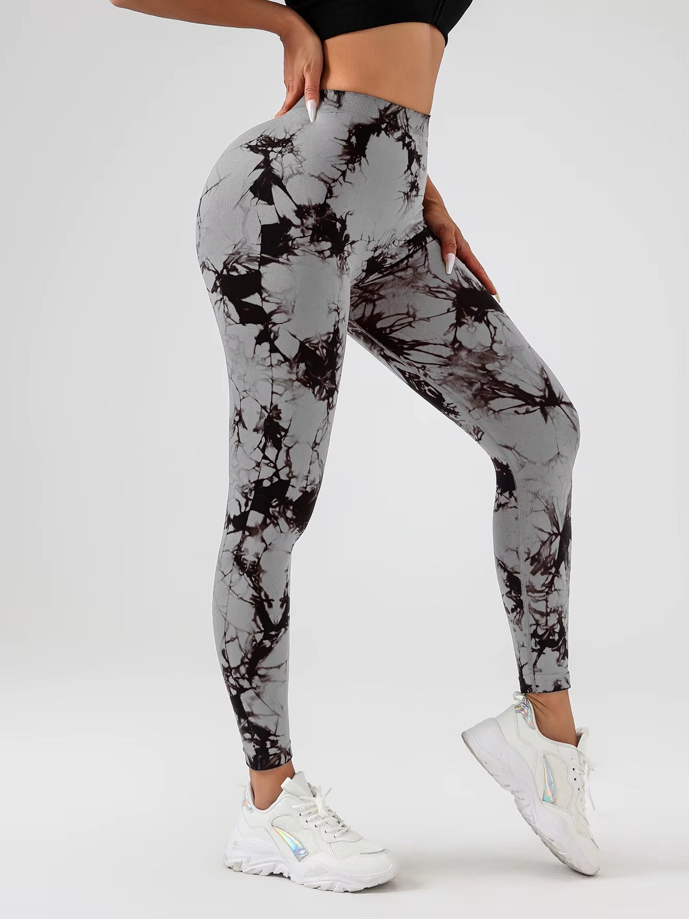 US Local Women‘S Spandex Tie Dye Scrunch Butt Lifting V Back Leggings Buttery Soft High Waist Booty Yoga Pants