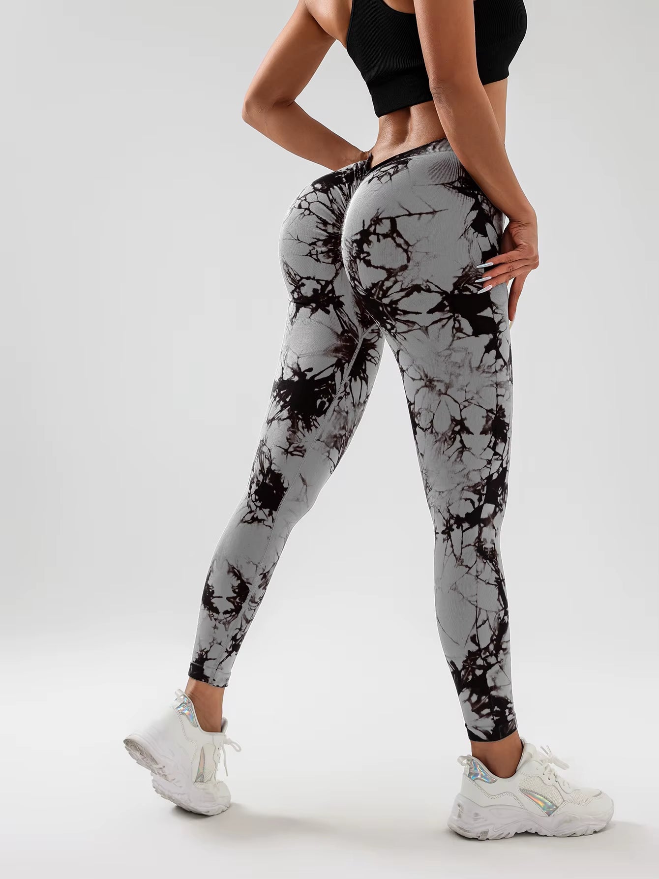 US Local Women‘S Spandex Tie Dye Scrunch Butt Lifting V Back Leggings Buttery Soft High Waist Booty Yoga Pants